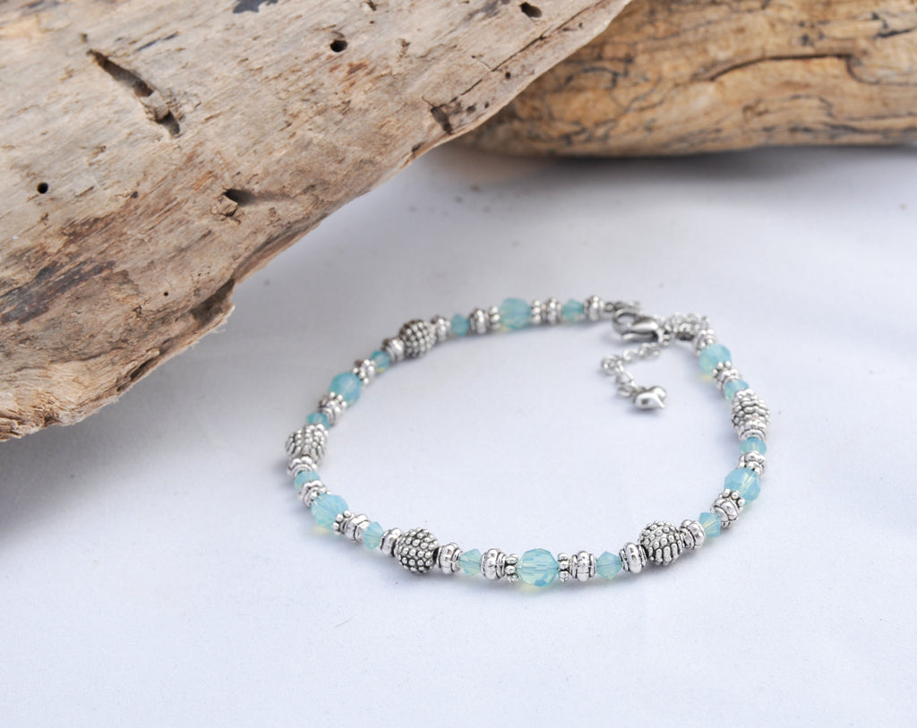 Lila Anklets with Opalescent Swarovski Crystals