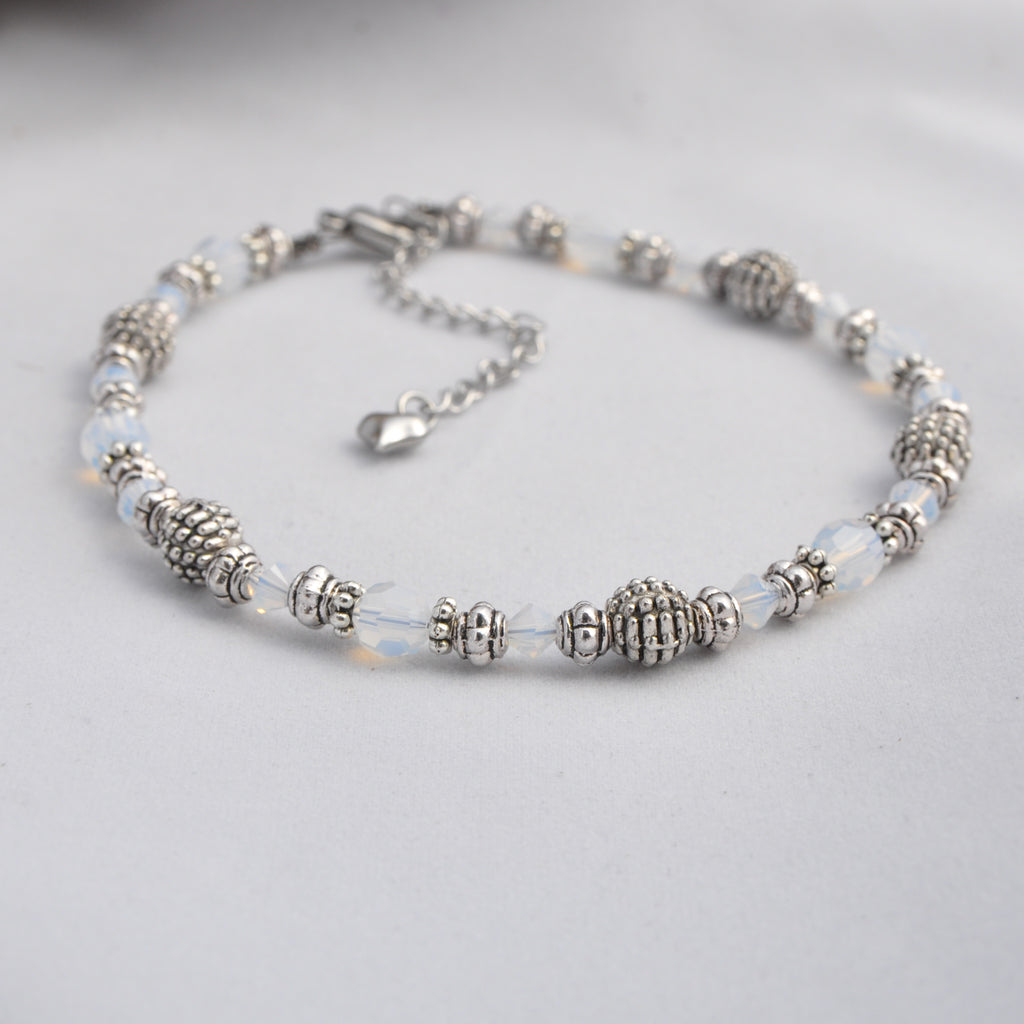 Lila Anklets with Opalescent Swarovski Crystals