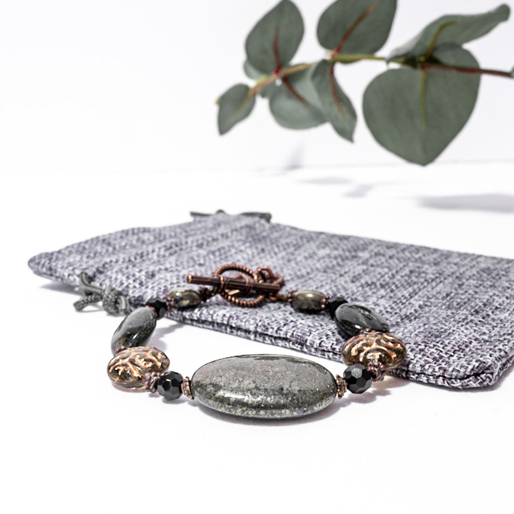 Quinn Boutique Bracelet (with Pyrite, Green Kyanite, & Czech Glass)