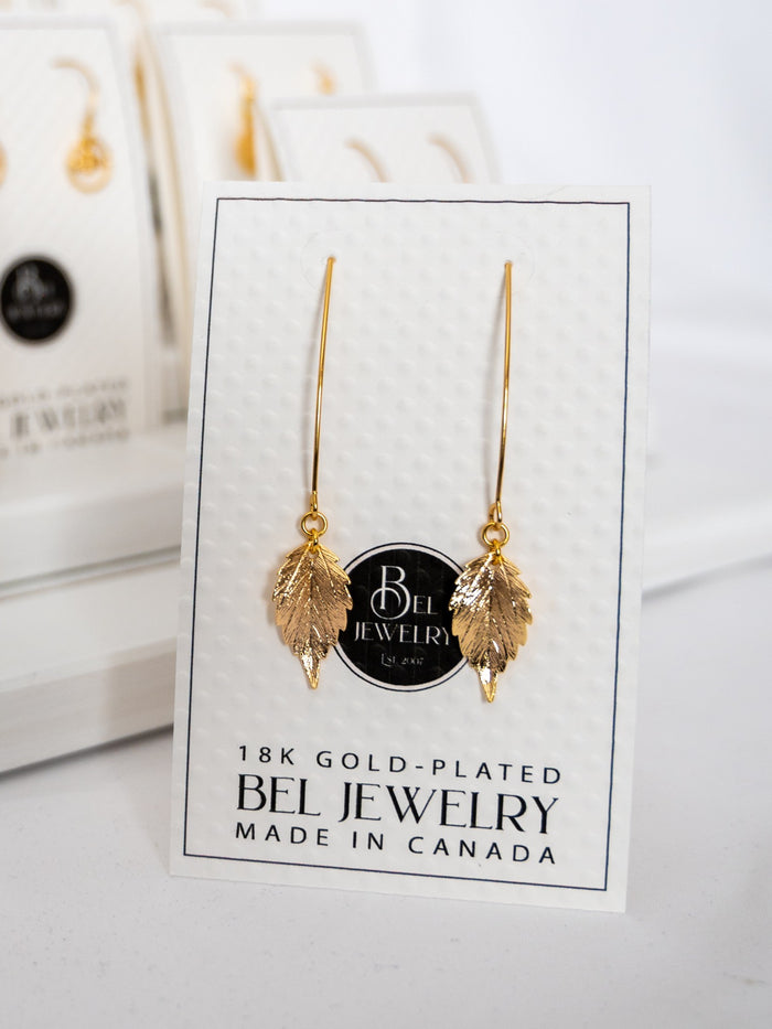 18K Gold-Plated Leaf Earrings