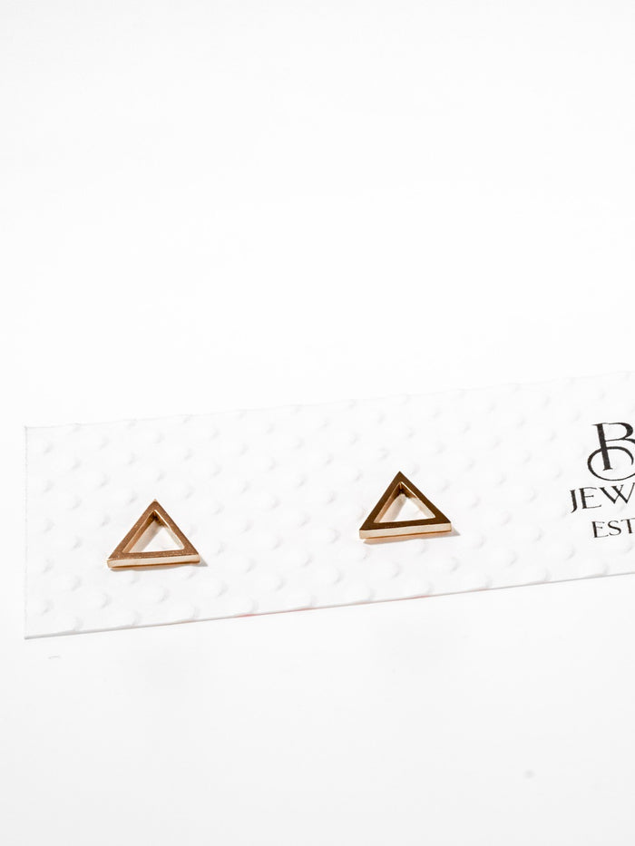 Triangle Outline Mini Stainless Steel Stud Earrings (Available in 3 Colors)