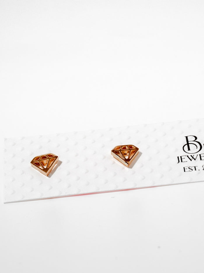 Origami Diamond Mini Stainless Steel Stud Earrings (Available in 3 Colors)