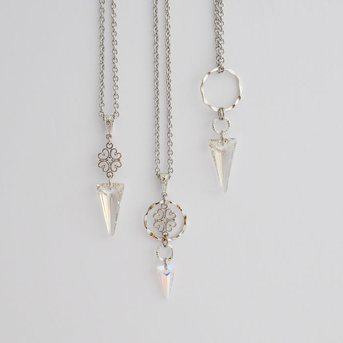 Vintage Necklaces with Swarovski Spikes in Platinum