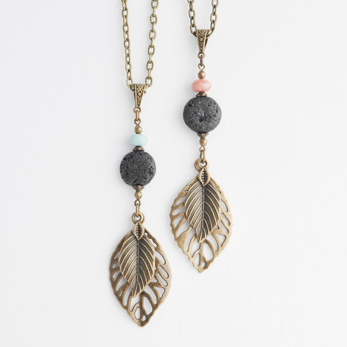 Diffuser Leaf Necklace in Bronze