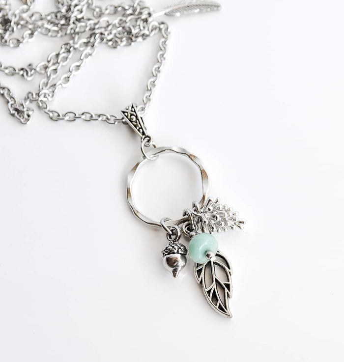 Amazonite Nature Cluster Necklace in Silver