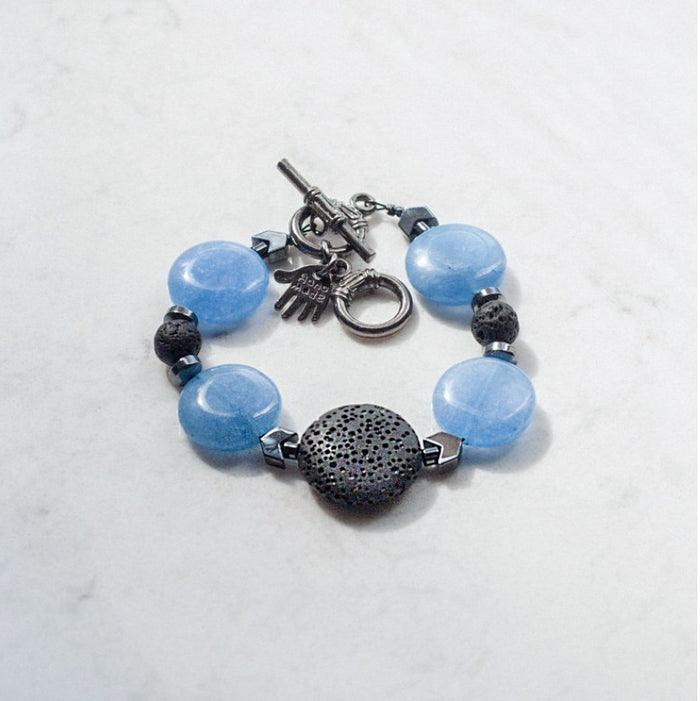 Blue Quartz & Lava Diffuser Bracelet