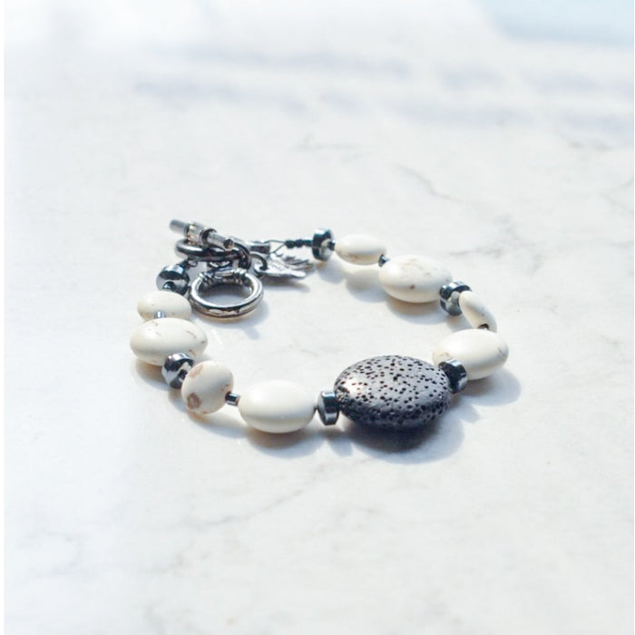 Magnesite & Lava Diffuser Bracelet