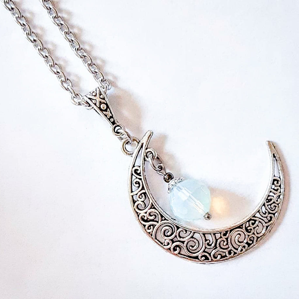 Faceted Opalite Moon Necklace