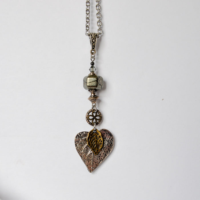 Pyrite Vintage Leaf Necklace