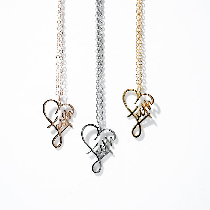 Faith Heart Necklace (3 Color Choices)