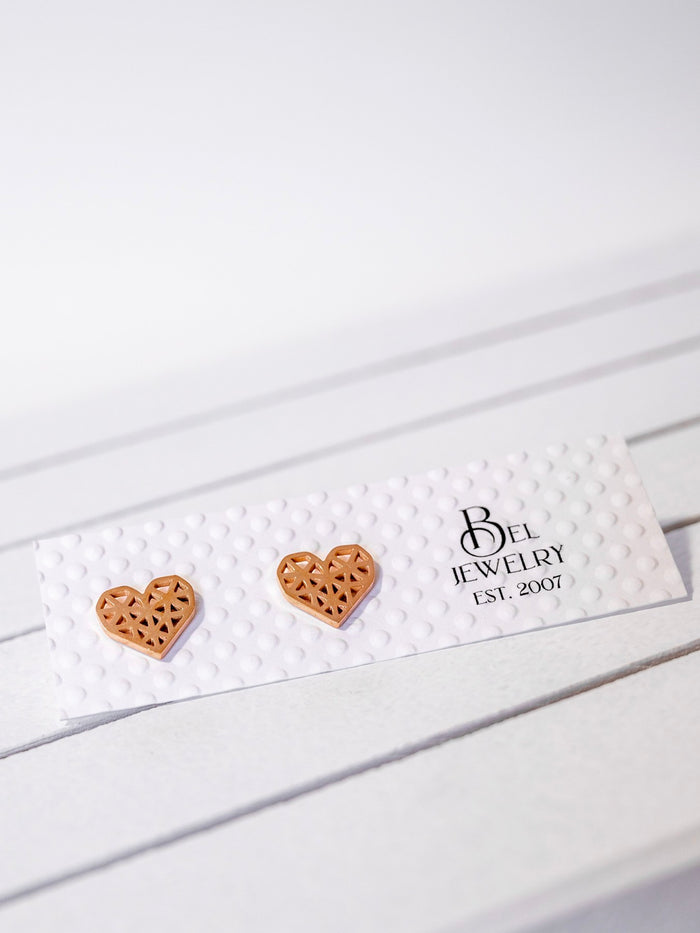 Origami Heart Mini Stainless Steel Stud Earrings (Available in 3 Colors)