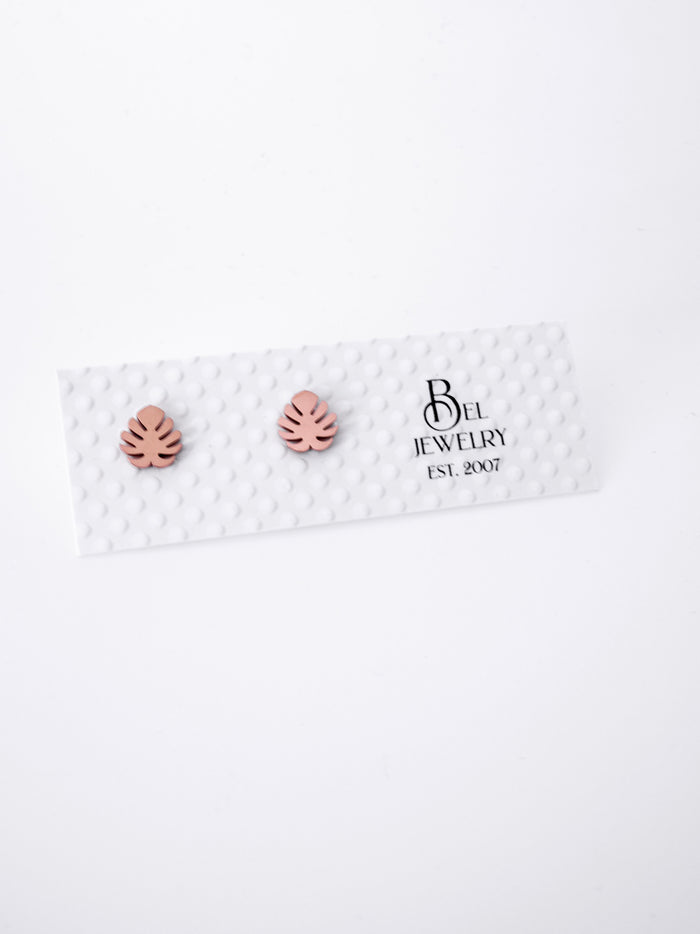 Monstera Leaf Mini Stainless Steel Stud Earrings (Available in 3 Colors)