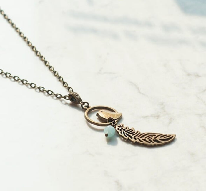 Aquamarine Birdie Necklace