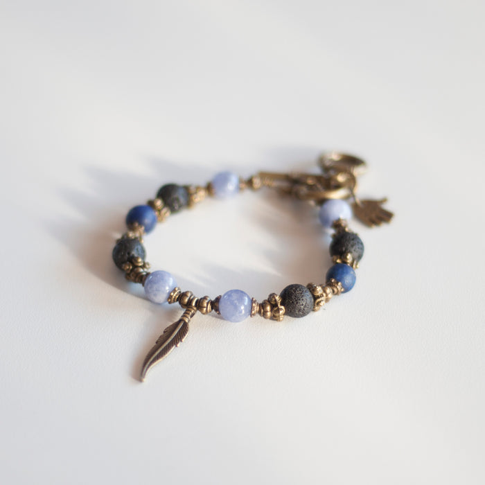 Blue Quartz & Lapis Lazuli Diffuser Bracelet